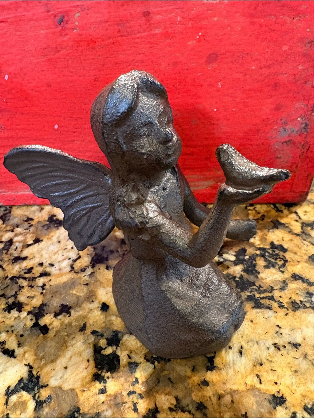 Cast Iron Fairy Figurine in Dark Brown - Home Art